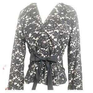Karen Kane Tie Waist Lace Blazer